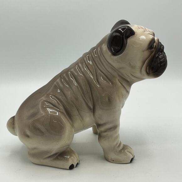 Large 8" Ceramic Pug Dog Sitting Statue Scupture Figurine - Picture 4 of 12